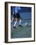 Two Teenage Girls Running for a Soccer Ball-null-Framed Photographic Print