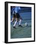 Two Teenage Girls Running for a Soccer Ball-null-Framed Photographic Print