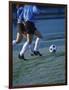 Two Teenage Girls Running for a Soccer Ball-null-Framed Photographic Print