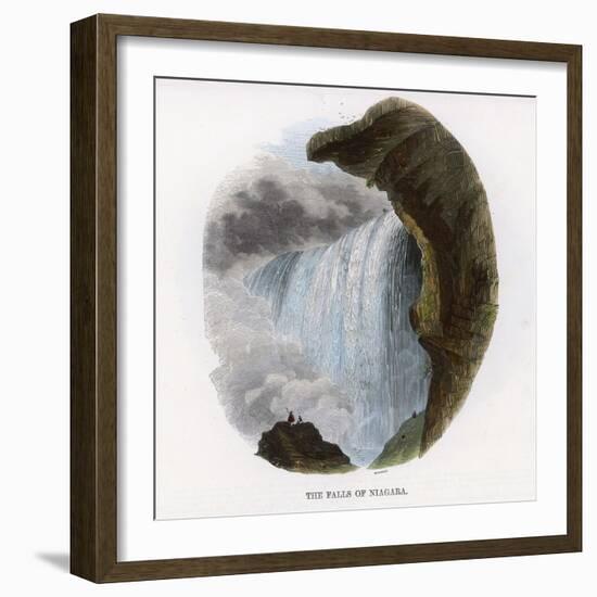 Two Tiny Figures are Dwarfed by the Might of Niagara Falls-J.w. Whimper-Framed Art Print