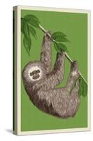 Two Toed Sloth - Letterpress-Lantern Press-Stretched Canvas