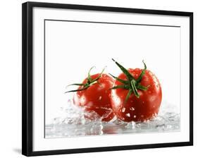 Two Tomatoes Surrounded with Water-Michael Löffler-Framed Photographic Print