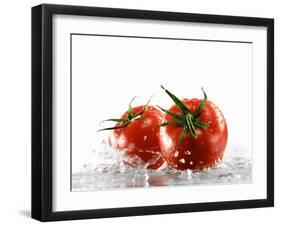 Two Tomatoes Surrounded with Water-Michael Löffler-Framed Photographic Print