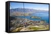 Two Tourists on the Gondola to the Luge Track Above Queenstown-Matthew Williams-Ellis-Framed Stretched Canvas