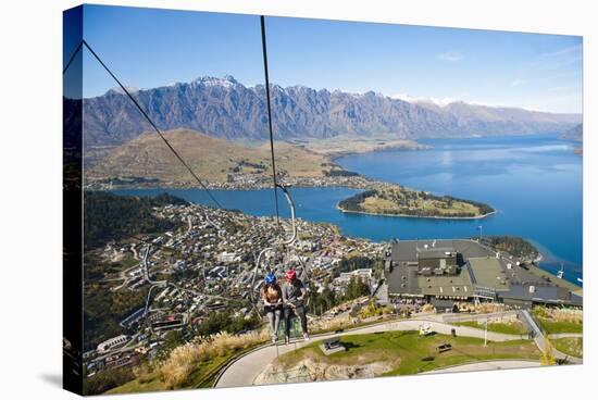 Two Tourists on the Gondola to the Luge Track Above Queenstown-Matthew Williams-Ellis-Stretched Canvas