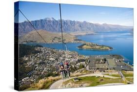 Two Tourists on the Gondola to the Luge Track Above Queenstown-Matthew Williams-Ellis-Stretched Canvas