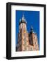 Two Towers of St. Mary's Basilica on Main Market Sguare in Cracow in Poland on Blue Sky Background-mychadre77-Framed Photographic Print