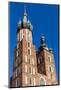 Two Towers of St. Mary's Basilica on Main Market Sguare in Cracow in Poland on Blue Sky Background-mychadre77-Mounted Photographic Print