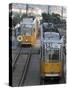 Two Trams in Budapest, Hungary, Europe-Martin Child-Stretched Canvas