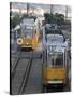 Two Trams in Budapest, Hungary, Europe-Martin Child-Stretched Canvas