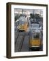 Two Trams in Budapest, Hungary, Europe-Martin Child-Framed Photographic Print