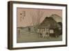 Two Travelers Drink Tea at a Rest Area on the Tokaido-Utagawa Hiroshige-Framed Art Print