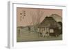 Two Travelers Drink Tea at a Rest Area on the Tokaido-Utagawa Hiroshige-Framed Art Print