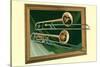 Two Trombones in Frame-null-Stretched Canvas