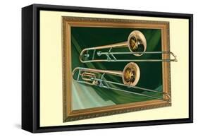 Two Trombones in Frame-null-Framed Stretched Canvas