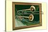 Two Trombones in Frame-null-Stretched Canvas