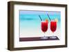 Two Tropical Cocktails Served at Beautiful Beach-BlueOrange Studio-Framed Photographic Print