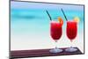 Two Tropical Cocktails Served at Beautiful Beach-BlueOrange Studio-Mounted Photographic Print