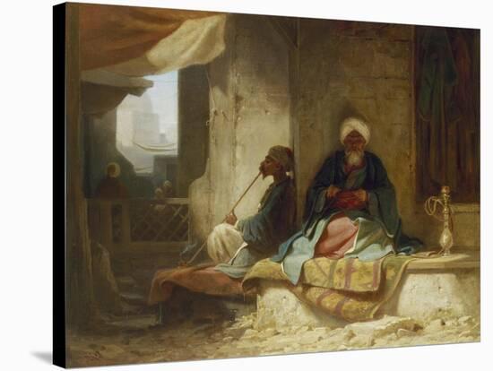 Two Turks in a Coffee House-Carl Spitzweg-Stretched Canvas