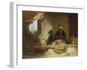 Two Turks in a coffee house-Carl Spitzweg-Framed Giclee Print