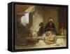 Two Turks in a coffee house-Carl Spitzweg-Framed Stretched Canvas