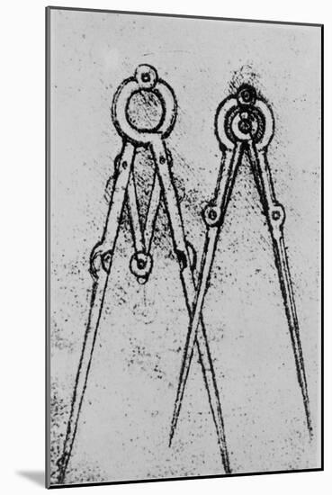 Two Types of Adjustable-Opening Compass, Paris Manuscript H, 1493-4-Leonardo da Vinci-Mounted Giclee Print