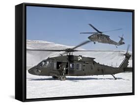 Two U.S. Army UH-60 Black Hawk Helicopters-Stocktrek Images-Framed Stretched Canvas