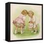 Two Very Small Girls Introduce Their Dolls to Each Other-Ida Waugh-Framed Stretched Canvas