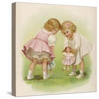 Two Very Small Girls Introduce Their Dolls to Each Other-Ida Waugh-Stretched Canvas