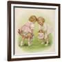 Two Very Small Girls Introduce Their Dolls to Each Other-Ida Waugh-Framed Premium Photographic Print