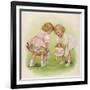 Two Very Small Girls Introduce Their Dolls to Each Other-Ida Waugh-Framed Premium Photographic Print