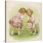 Two Very Small Girls Introduce Their Dolls to Each Other-Ida Waugh-Stretched Canvas