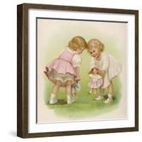 Two Very Small Girls Introduce Their Dolls to Each Other-Ida Waugh-Framed Photographic Print