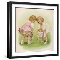 Two Very Small Girls Introduce Their Dolls to Each Other-Ida Waugh-Framed Photographic Print