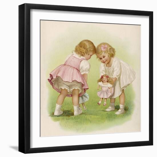 Two Very Small Girls Introduce Their Dolls to Each Other-Ida Waugh-Framed Photographic Print