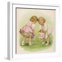 Two Very Small Girls Introduce Their Dolls to Each Other-Ida Waugh-Framed Photographic Print