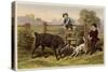 Two Victorian Boys with Dog and Goat-null-Stretched Canvas