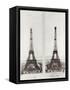 Two Views of the Construction of the Eiffel Tower, 12th February and 12th March 1889-null-Framed Stretched Canvas
