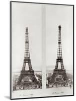 Two Views of the Construction of the Eiffel Tower, 12th February and 12th March 1889-null-Mounted Photographic Print