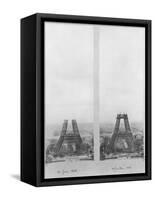 Two Views of the Construction of the Eiffel Tower, 14th June and 10th July 1888-null-Framed Stretched Canvas