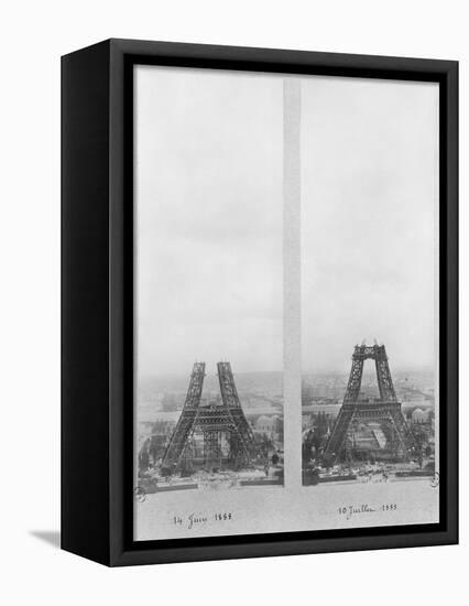 Two Views of the Construction of the Eiffel Tower, 14th June and 10th July 1888-null-Framed Stretched Canvas