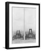 Two Views of the Construction of the Eiffel Tower, 14th June and 10th July 1888-null-Framed Photographic Print