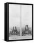 Two Views of the Construction of the Eiffel Tower, 14th June and 10th July 1888-null-Framed Stretched Canvas