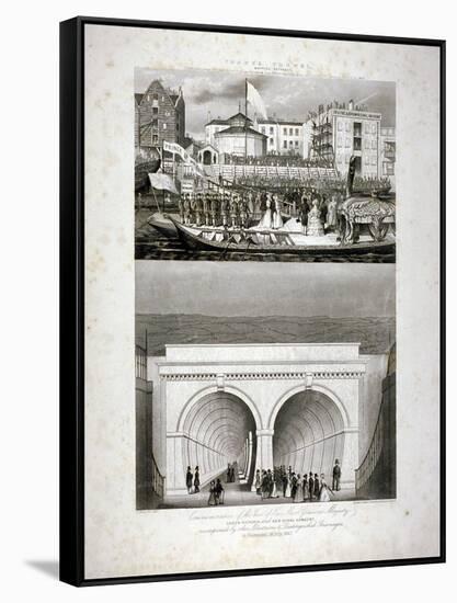Two Views of the Thames Tunnel, Commemorating the Visit by Queen Victoria, London, 1843-T Brandon-Framed Stretched Canvas