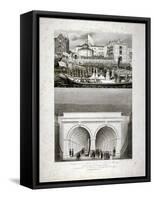 Two Views of the Thames Tunnel, Commemorating the Visit by Queen Victoria, London, 1843-T Brandon-Framed Stretched Canvas