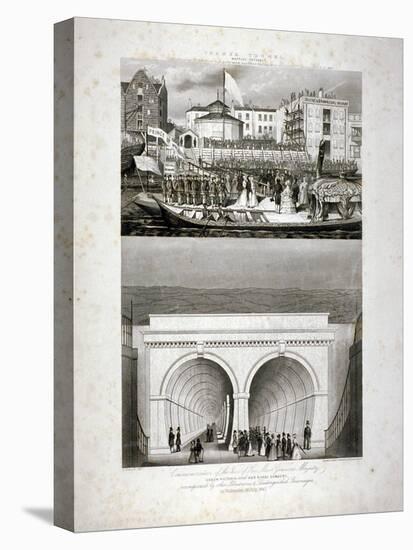 Two Views of the Thames Tunnel, Commemorating the Visit by Queen Victoria, London, 1843-T Brandon-Stretched Canvas