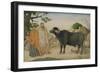 Two Village Women and a Buffalo in the Village of Rania, C.1816-null-Framed Giclee Print