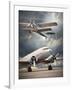 Two Vintage Aircraft On The Runway. Retro Style Picture-Kletr-Framed Art Print