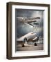 Two Vintage Aircraft On The Runway. Retro Style Picture-Kletr-Framed Art Print