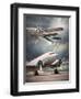 Two Vintage Aircraft On The Runway. Retro Style Picture-Kletr-Framed Art Print